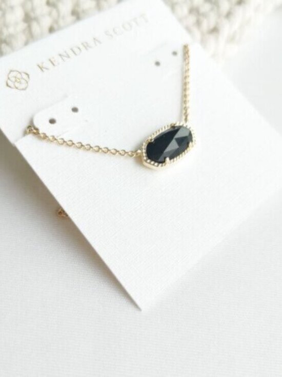 Kendra Scott Elisa Gold Black Opaque Glass Necklace - Picture 2 of 3